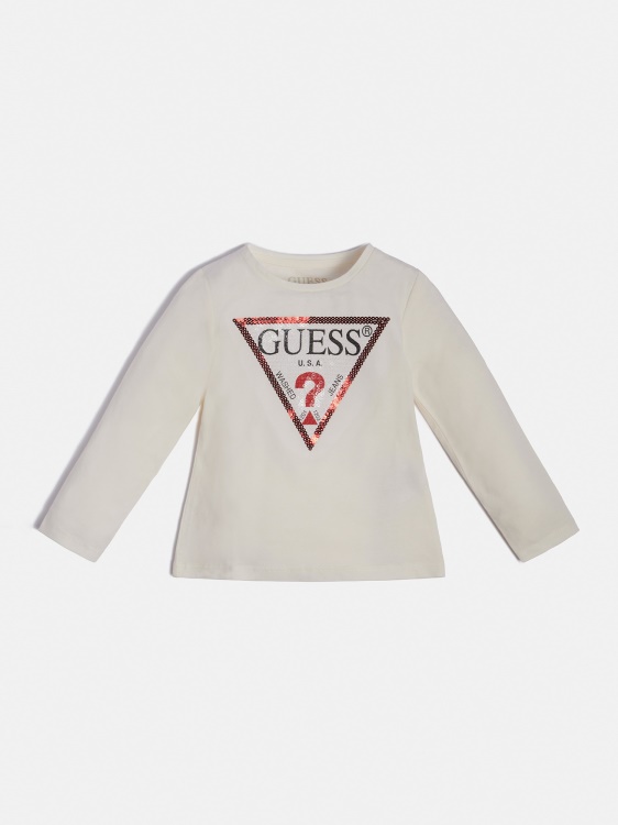 тениска с лого на Guess бял триъгълник