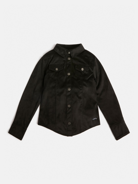 риза от изкуствен велур Guess Black