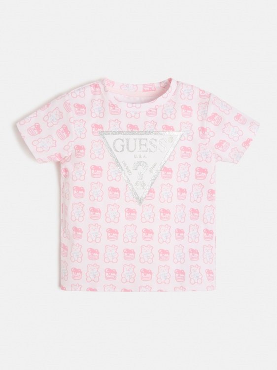 цяла тениска с лого с принт Guess Pink