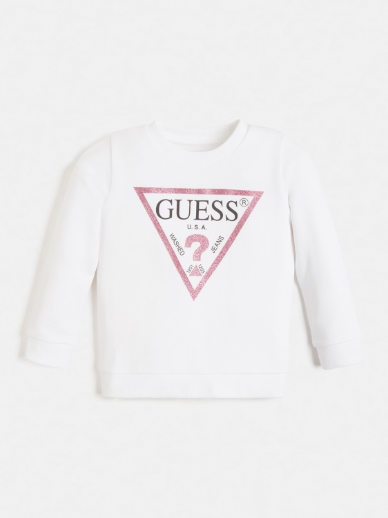 суичър с триъгълно лого Guess бял нова тенденция