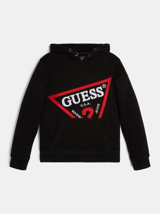 черен суичър с лого отпред Guess нова тенденция