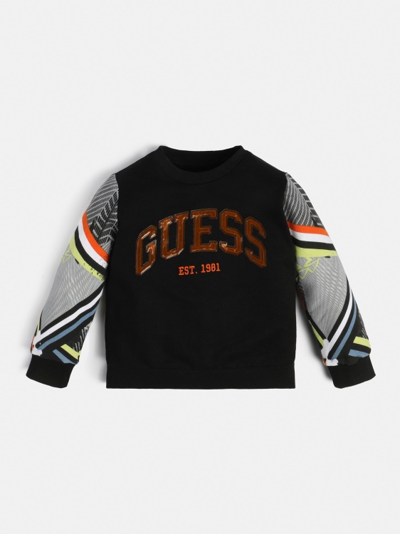 суичър с предно лого Guess черен нова тенденция