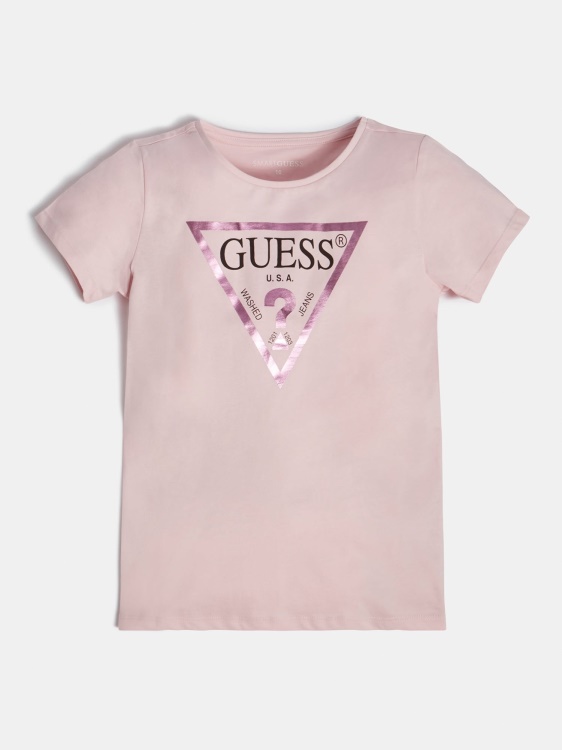 фолио триъгълник лого тениска Guess розово