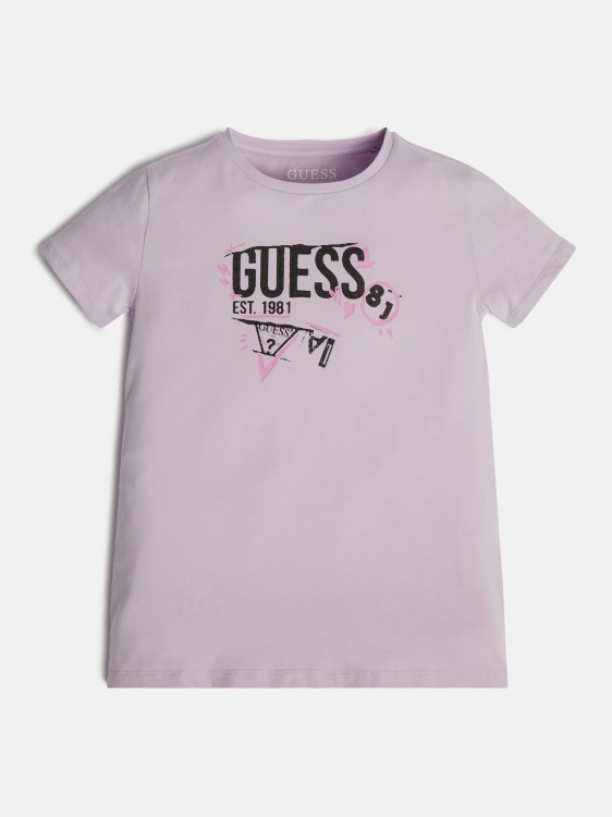 Guess тениска с предно лого люляк