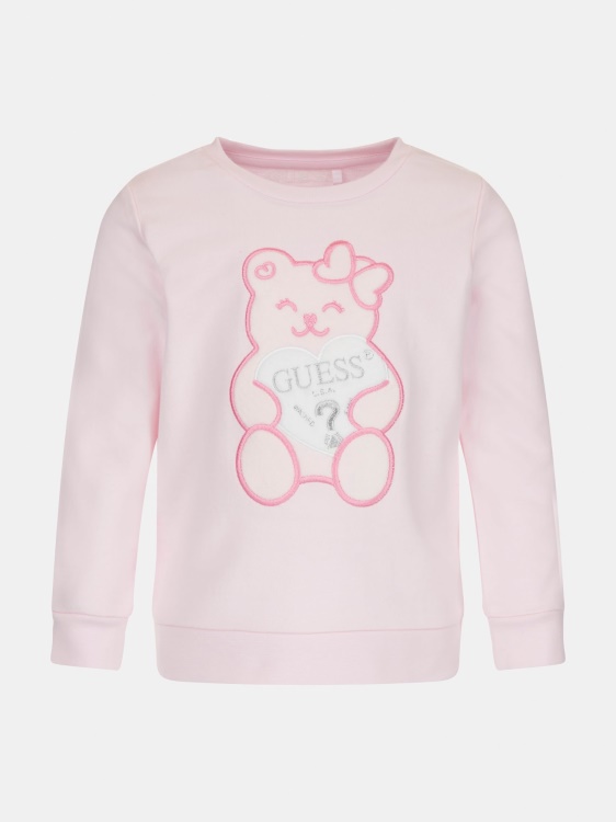 суичър с розово предно лого Guess