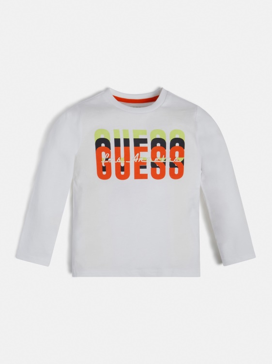 предна тениска с лого Guess бяла нова тенденция
