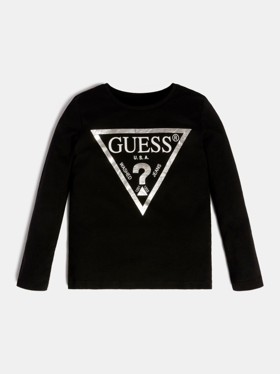 тениска с черен принт Guess