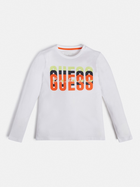 бяла тениска с предно лого Guess