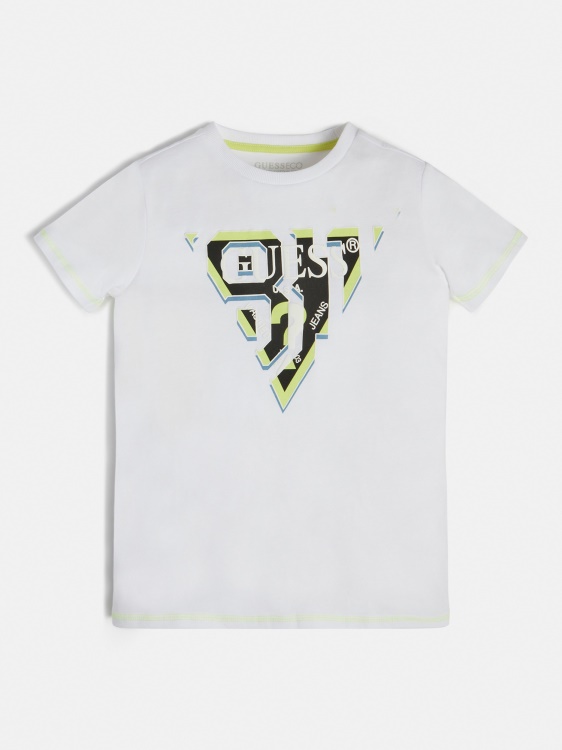 тениска с лого с триъгълник отпред Guess бяла