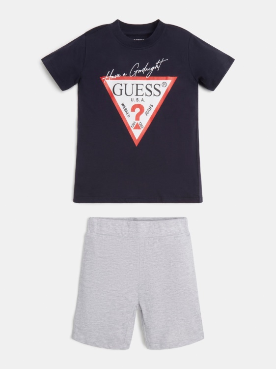 син комплект тениска и къси панталони Guess