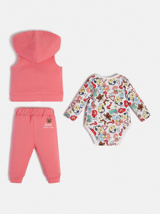 суичър панталон и боди комплект розово Guess