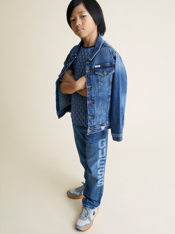 страничен дънков панталон с лого Guess Blue