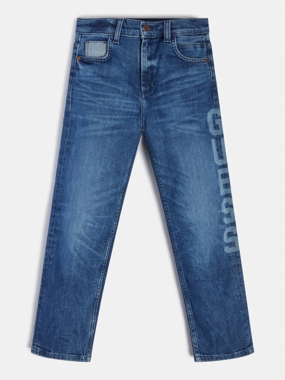 страничен дънков панталон с лого Guess Blue