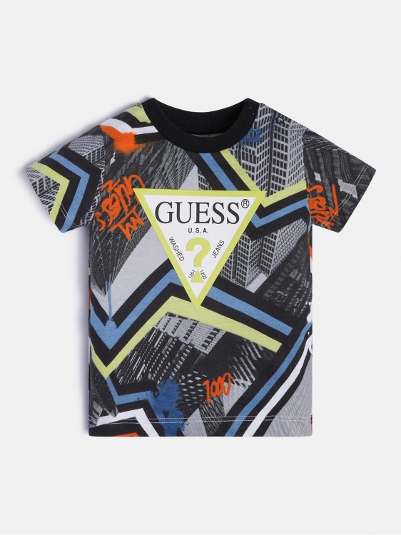 цяла тениска с принт Guess сива мулти
