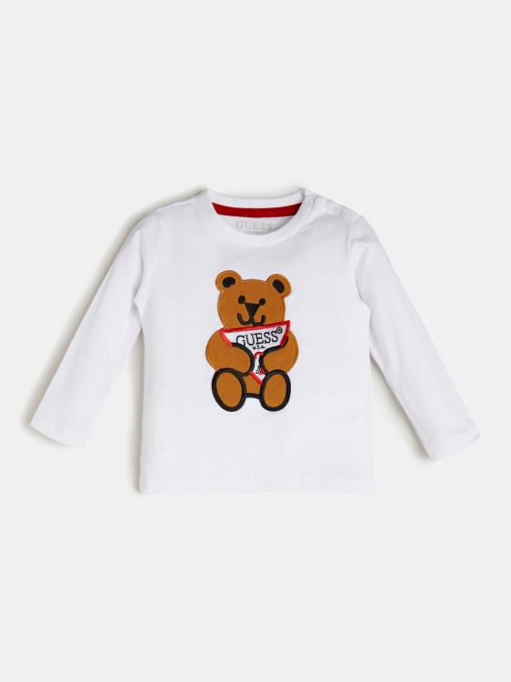 бяла тениска с лого Guess