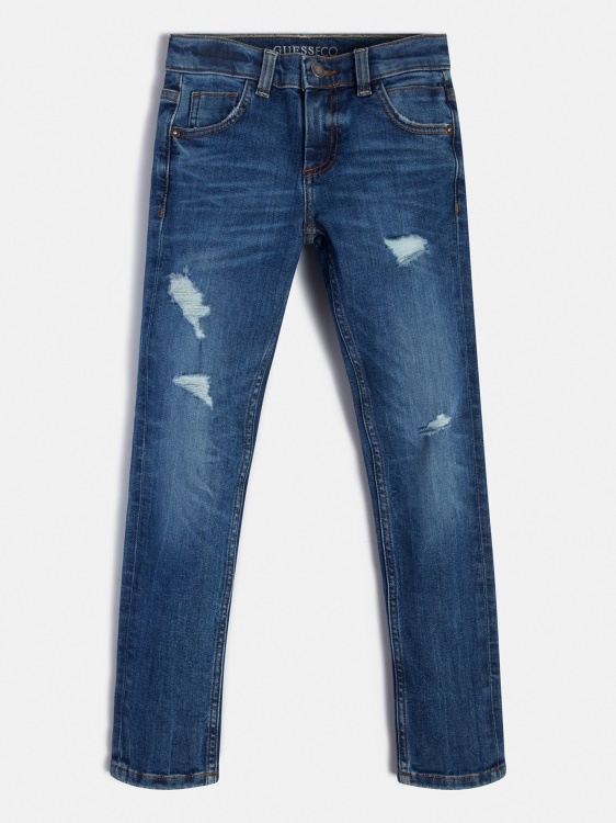 модни сини дънкови панталони Guess Skinny Fit нова тенденция