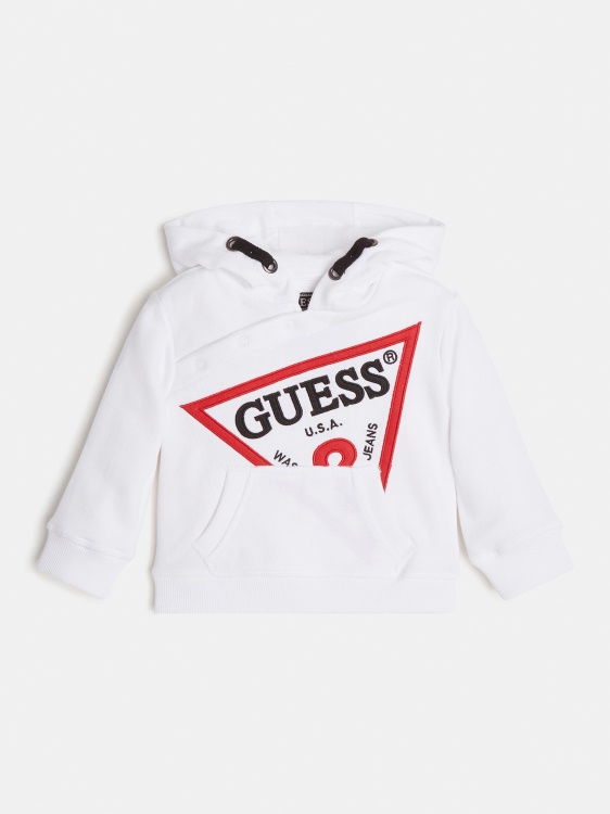 суичър с предно лого Guess бял нова тенденция
