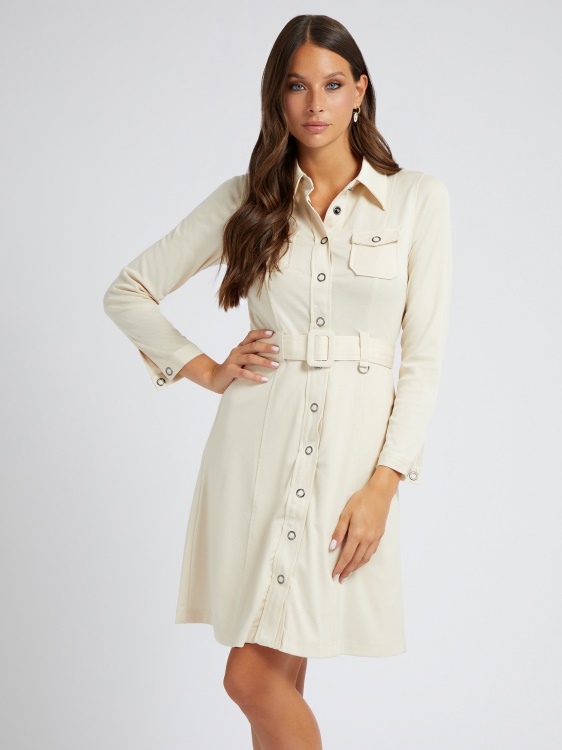 бежова рокля тип блуза Guess