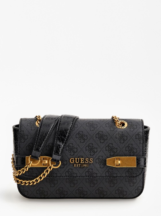 сива мини чанта през рамо с лого Zadie 4g Guess