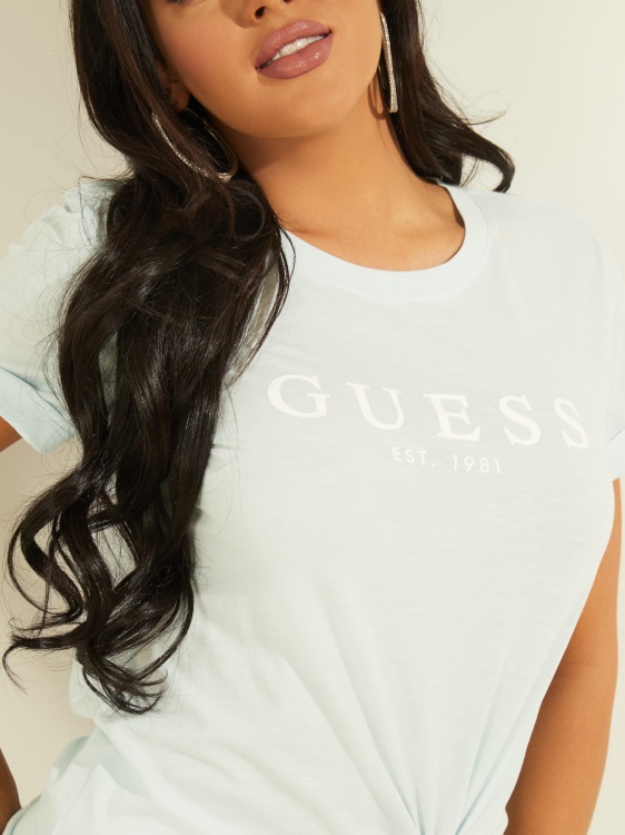 тениска с лого Guess светло синьо
