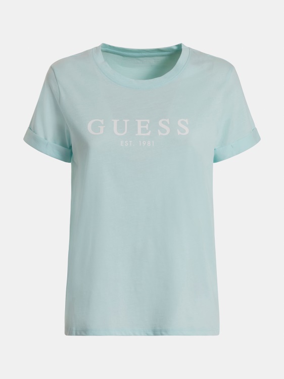тениска с лого Guess светло синьо