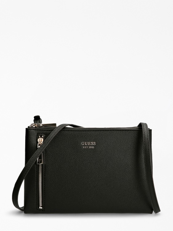 черна чанта Guess Naya с преден джоб