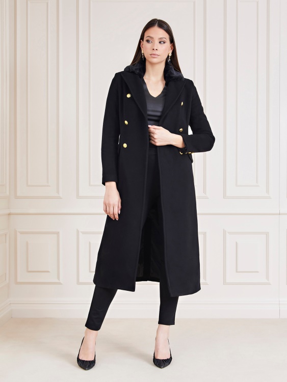 Guess черно палто от смес от вълна Marciano