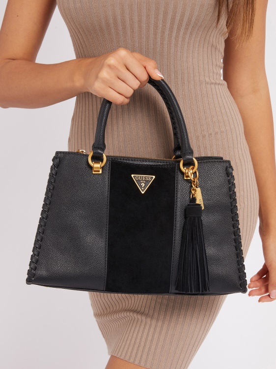 кожена чанта Kaoma Nappa Guess черна