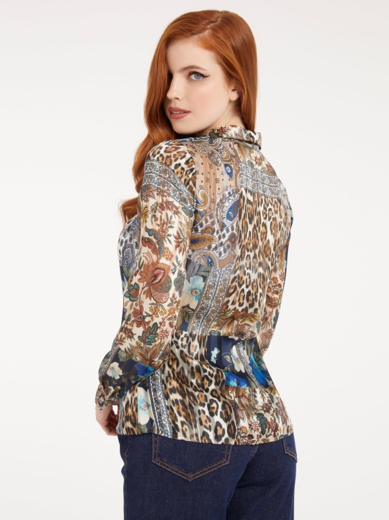 риза с цял принт Guess Blue Multi