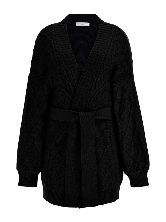 кабелна плетена вълнена жилетка Guess Black