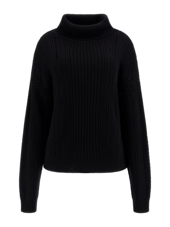 черен пуловер от вълнена смес Guess