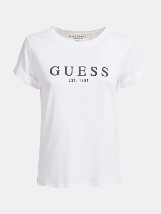 тениска с лого Guess бяла