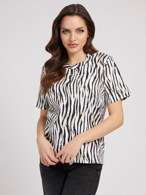 Guess тениска с принт на зебра Animalier