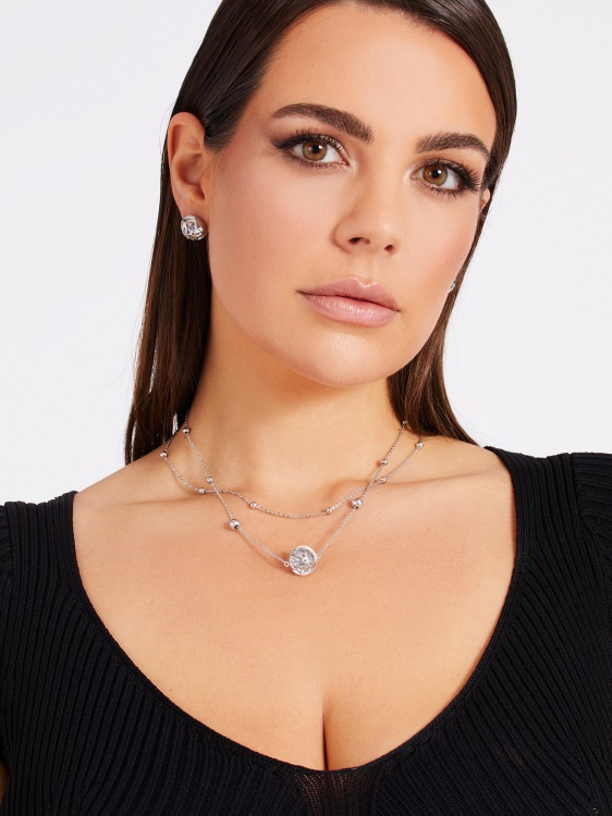 сребърно колие с лого Guess 4g