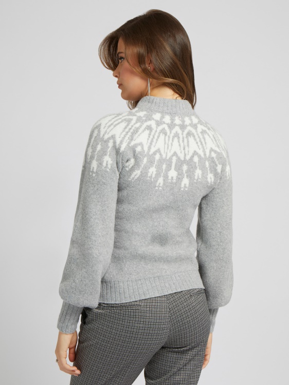 жакардов пуловер Fair Isle Guess сив