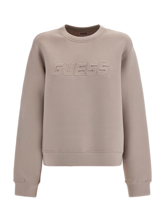бежов суичър с лого отпред Guess
