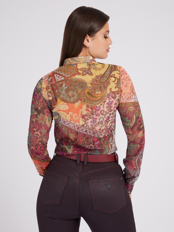 Guess All Over Print риза червена