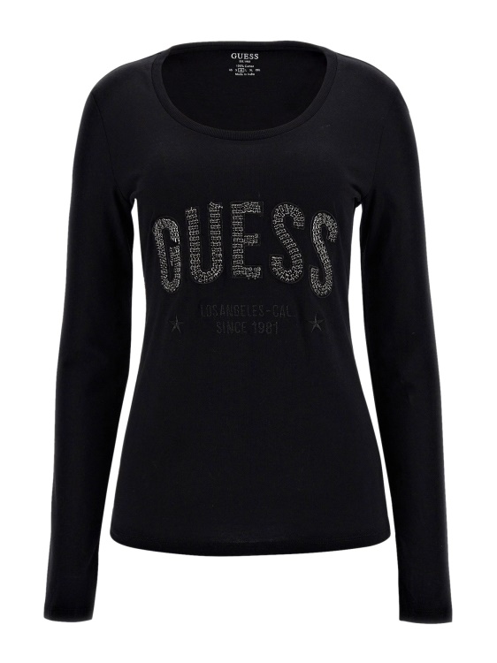 тениска с лого на кристали Guess Black