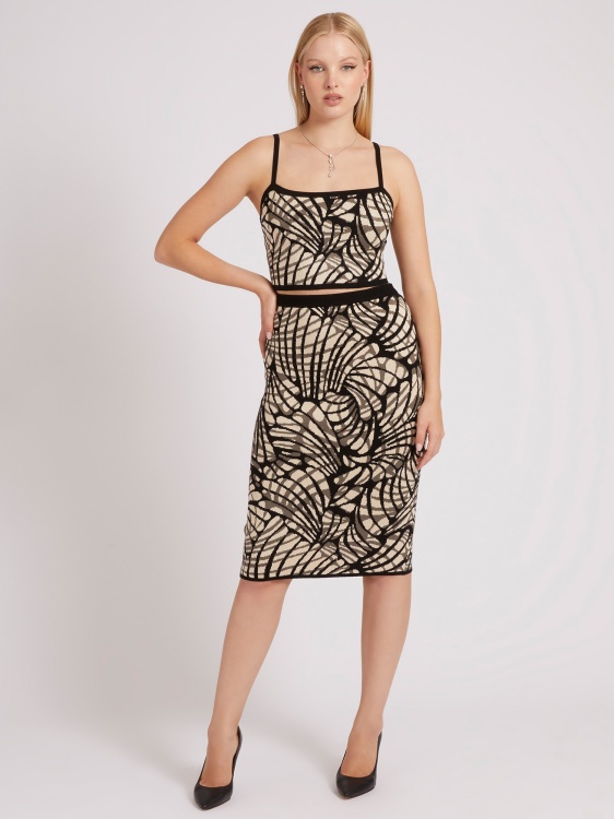 бежов пуловер жакардова пола Guess