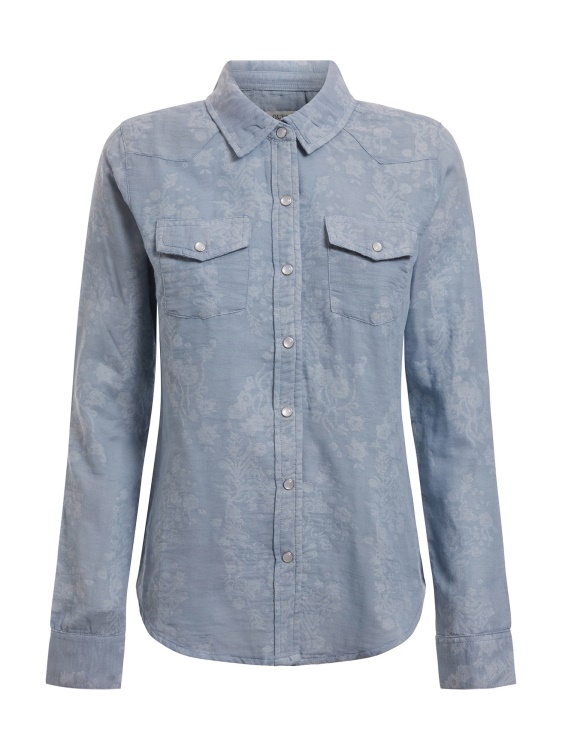 дънкова риза с жакард на цветя Guess Blue