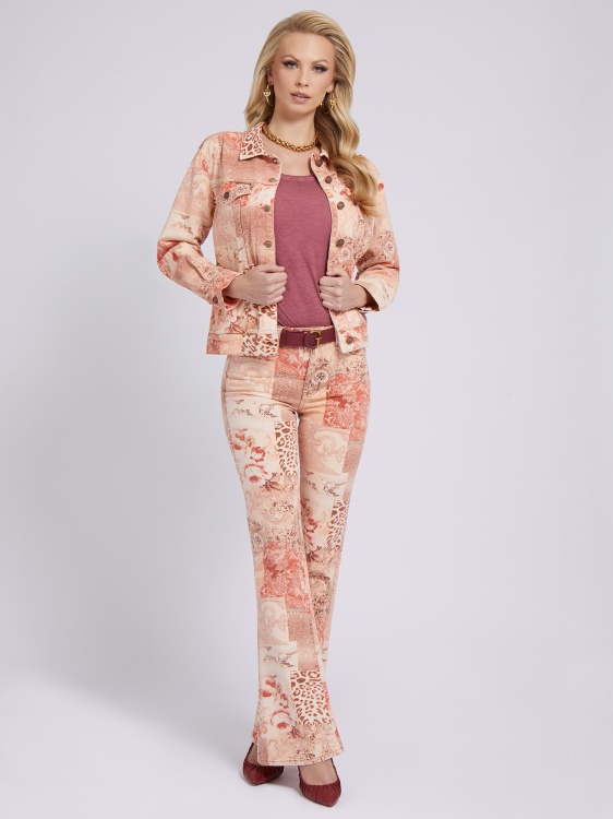 дънково яке с цял принт Guess Multi Pink