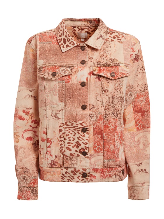 дънково яке с цял принт Guess Multi Pink