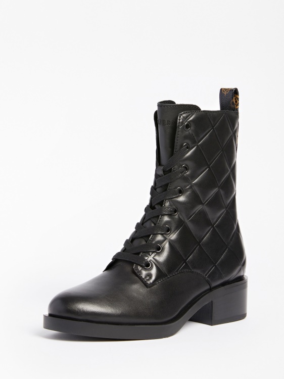 черни бойни ботуши Taelin от истинска кожа Guess