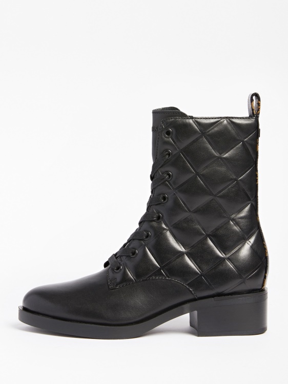 черни бойни ботуши Taelin от истинска кожа Guess