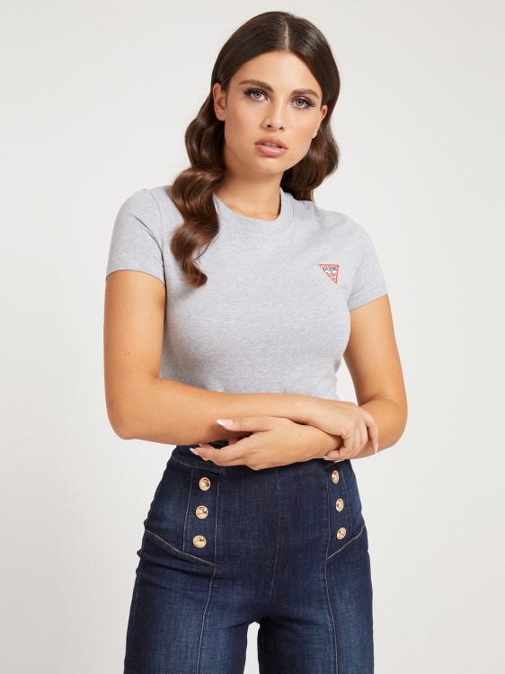 сива много триъгълна лого тениска Guess