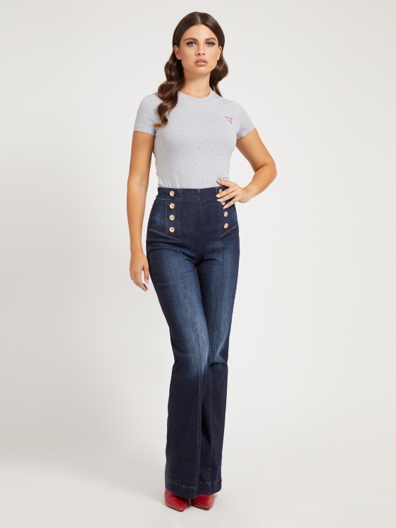сива много триъгълна лого тениска Guess