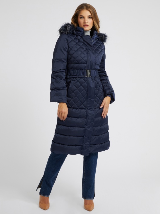 син истински пух дълъг пуф Guess