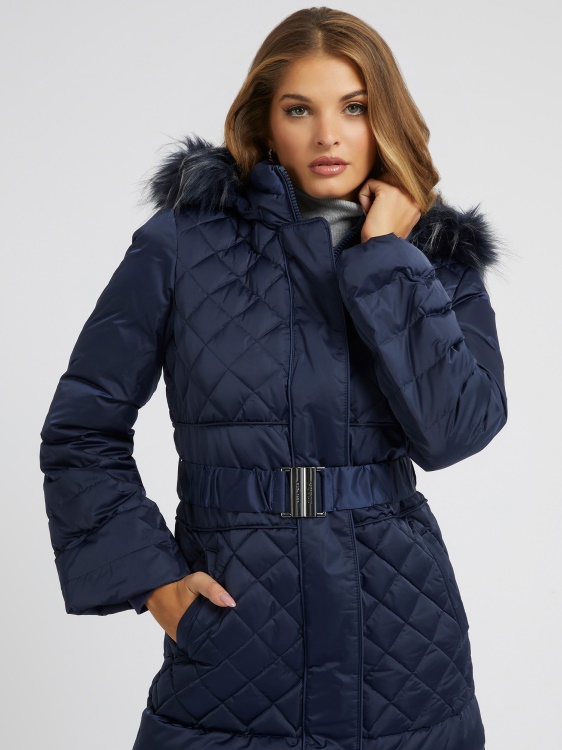 син истински пух дълъг пуф Guess