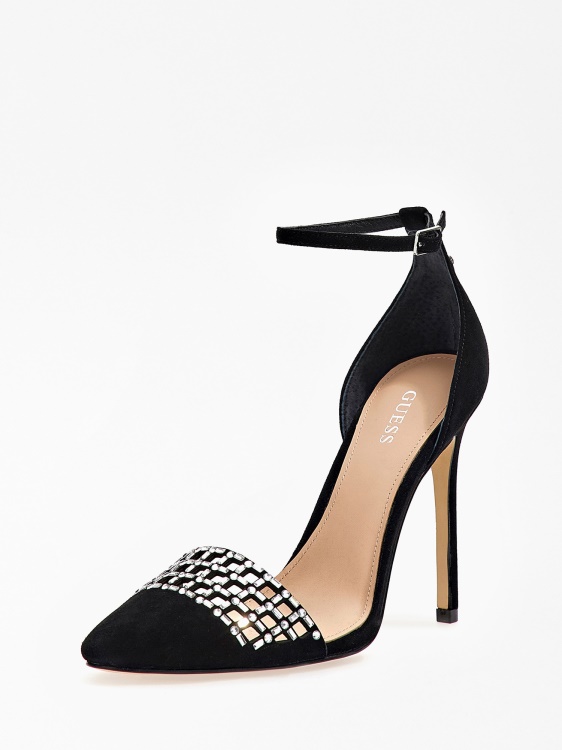 велурени Renate съдебни обувки Guess Black
