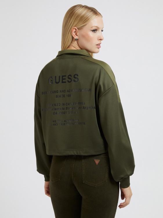 сатенен суичър с предни джобове Guess Green